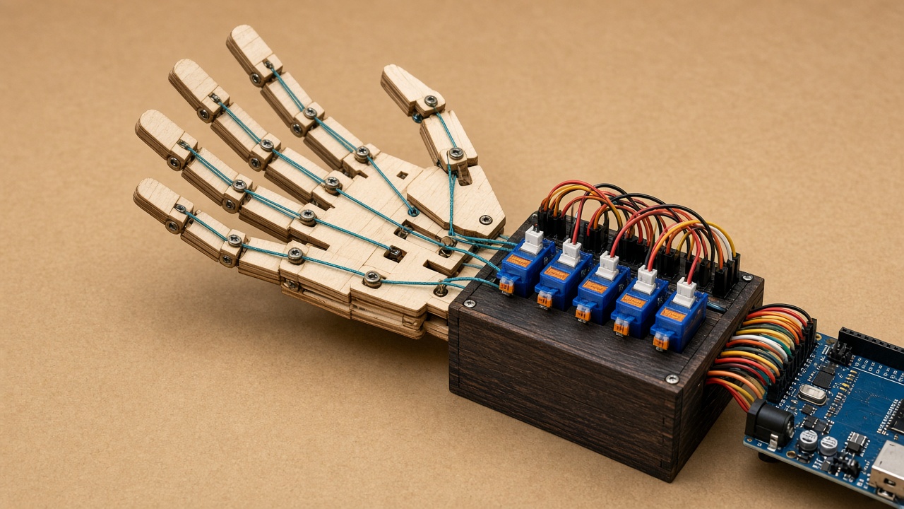 Animatronic Hand — five-digit servo-tendon engineering pack